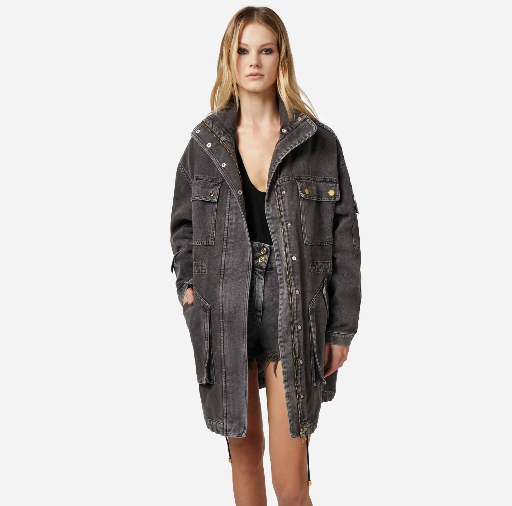 Elisabetta Franchi Giacche & Trench^Parka Over In Denim