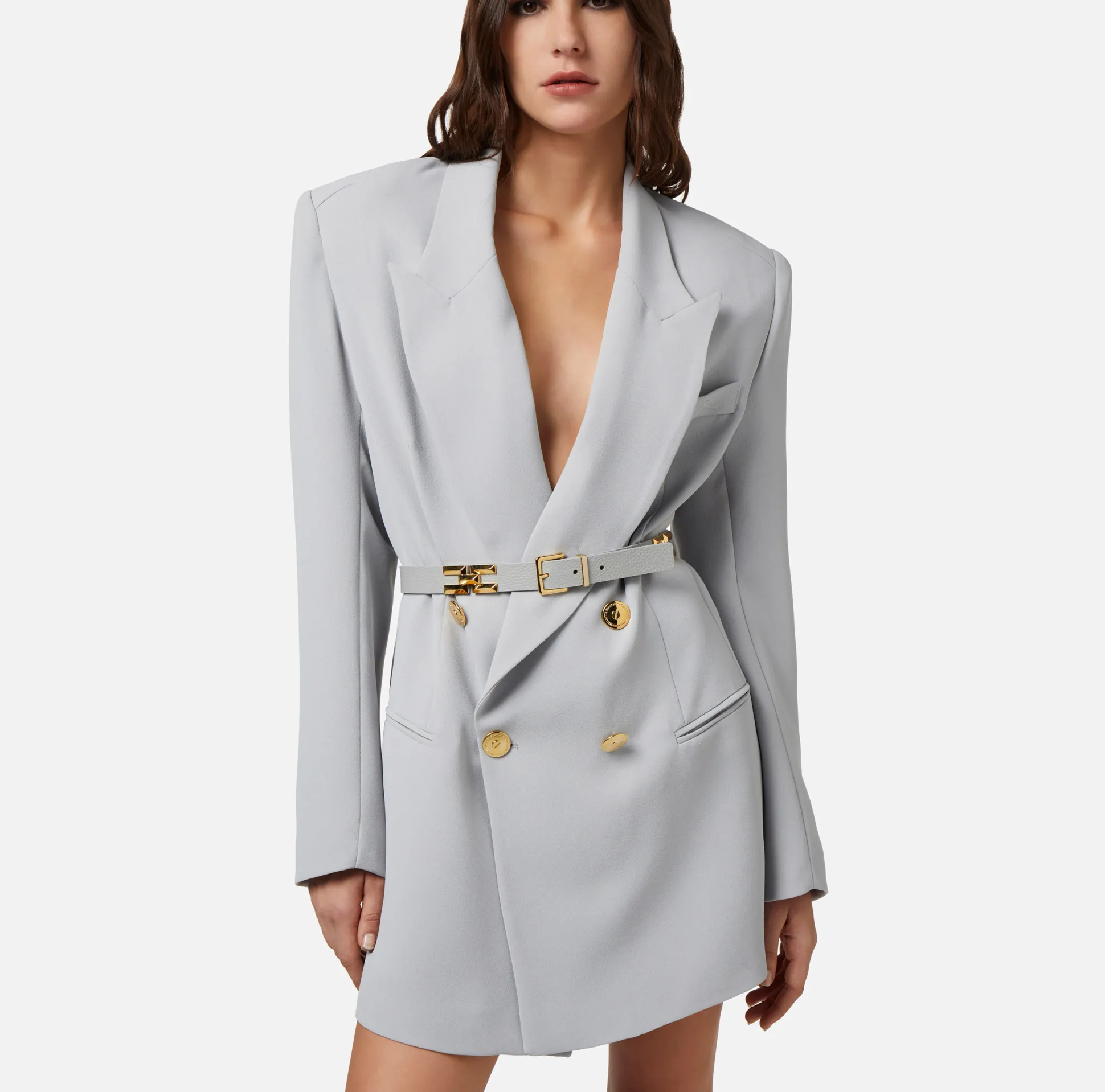Elisabetta Franchi Abiti^Robe-Manteau In Crepe Con Cintura