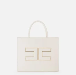 Elisabetta Franchi Borse A Mano^Shopper Media Con Placca Logo