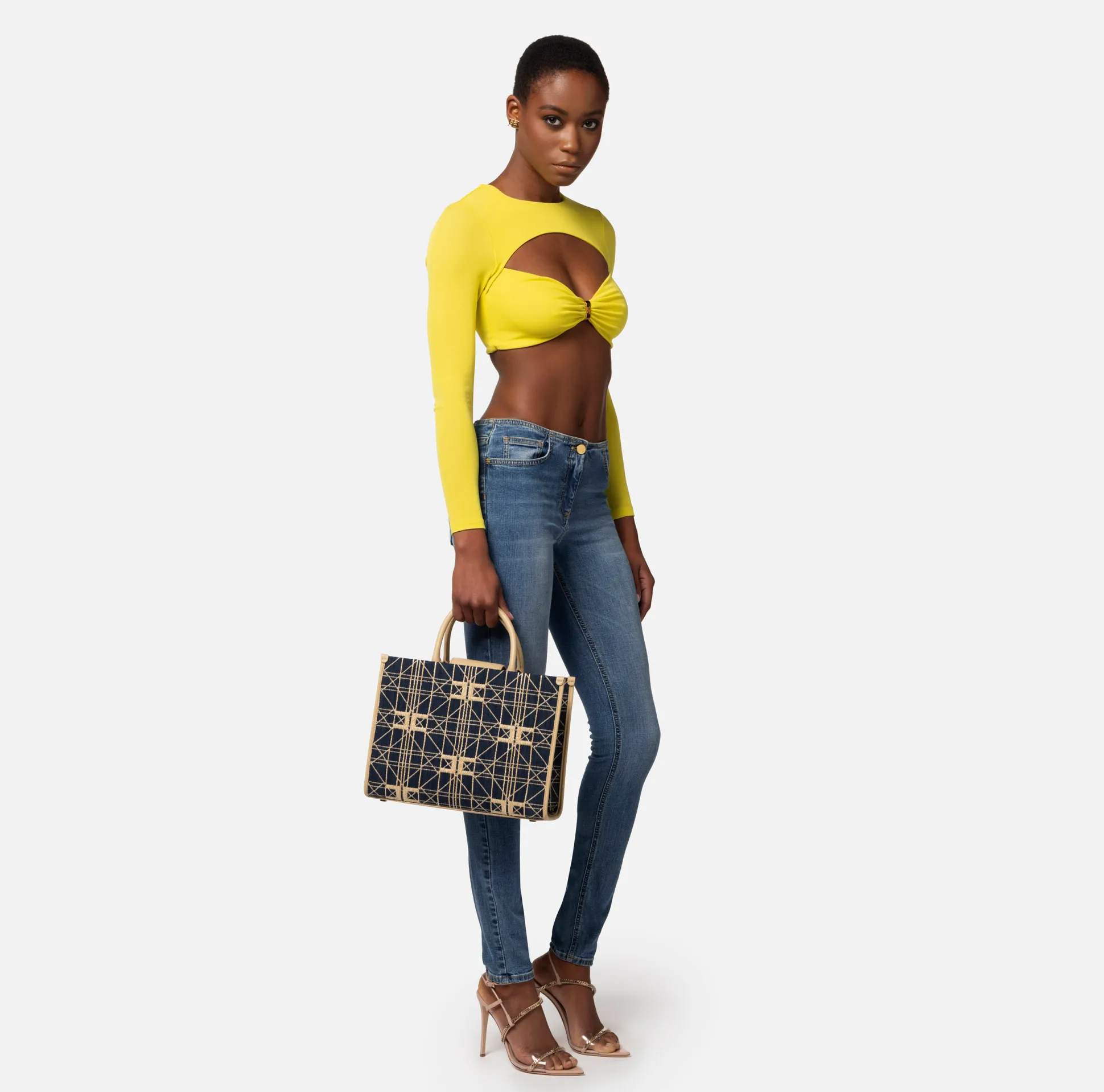 Elisabetta Franchi Borse A Mano^Shopper Media In Rafia