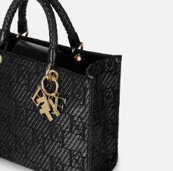 Elisabetta Franchi Borse A Mano^Shopper Media In Rafia Jacquard Con Charms