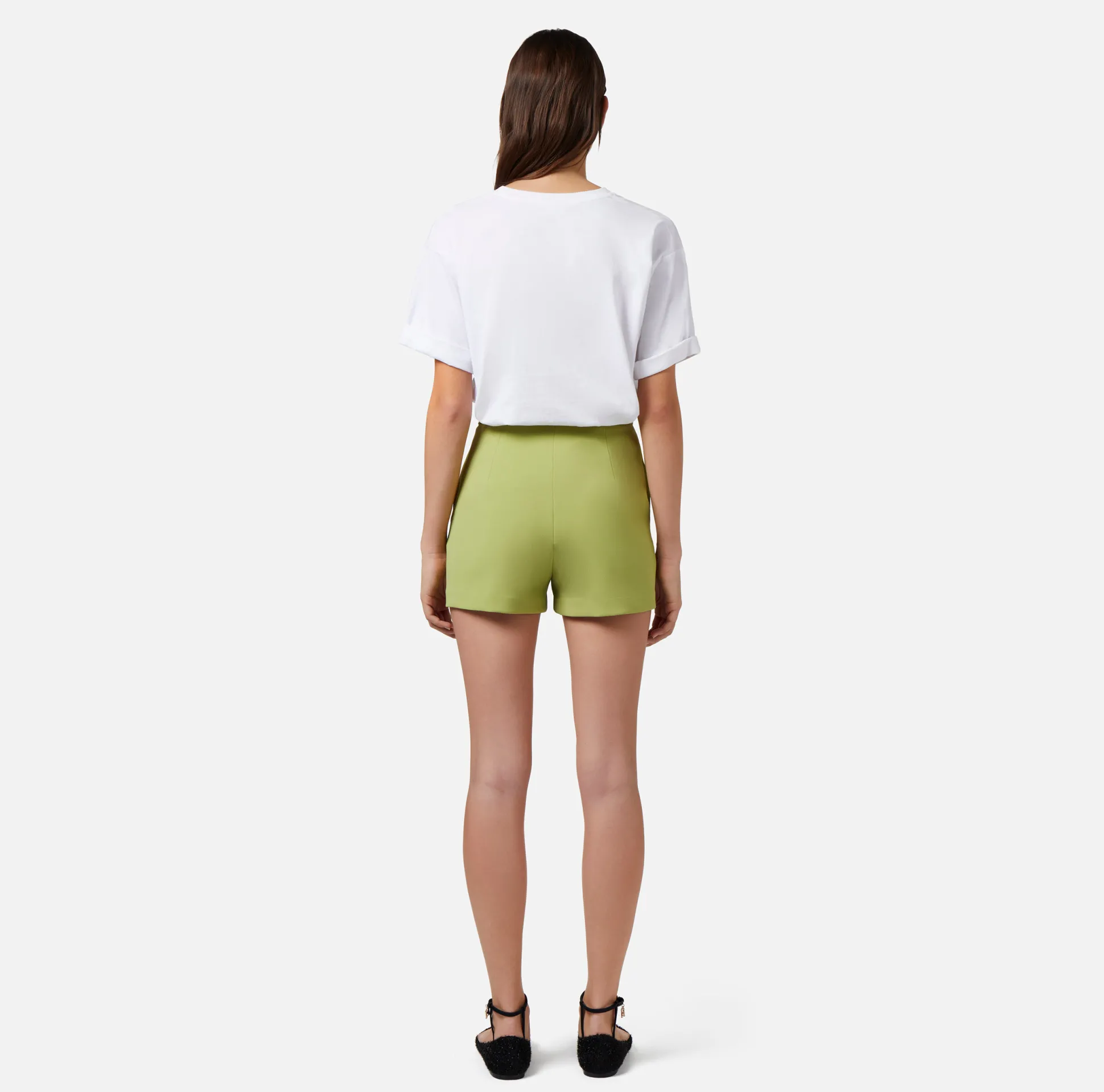 Elisabetta Franchi Pantaloni E Shorts^Short In Crepe Con Placca Logo