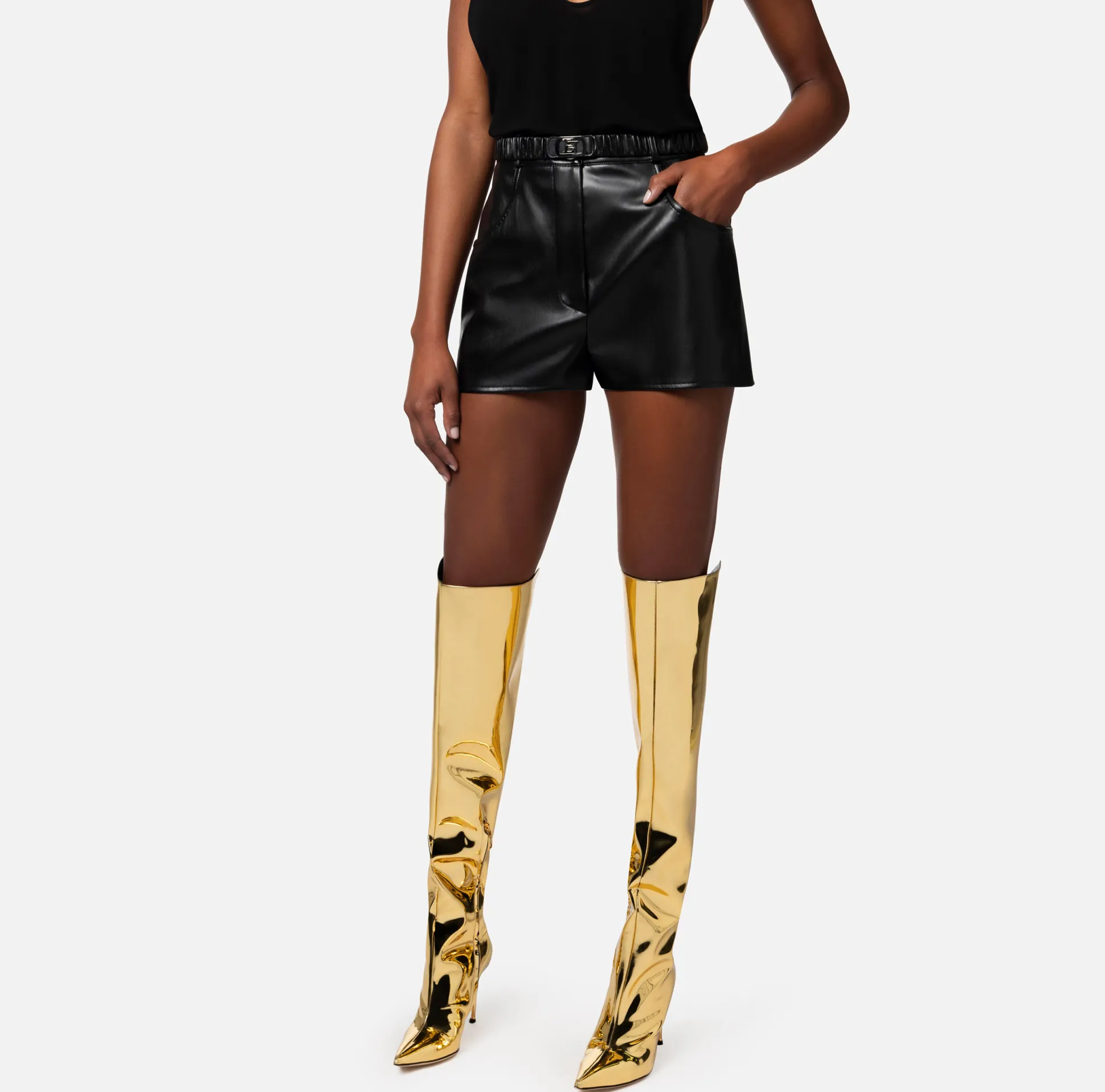 Elisabetta Franchi Pantaloni E Shorts^Short In Materiale Sintetico Con Cintura