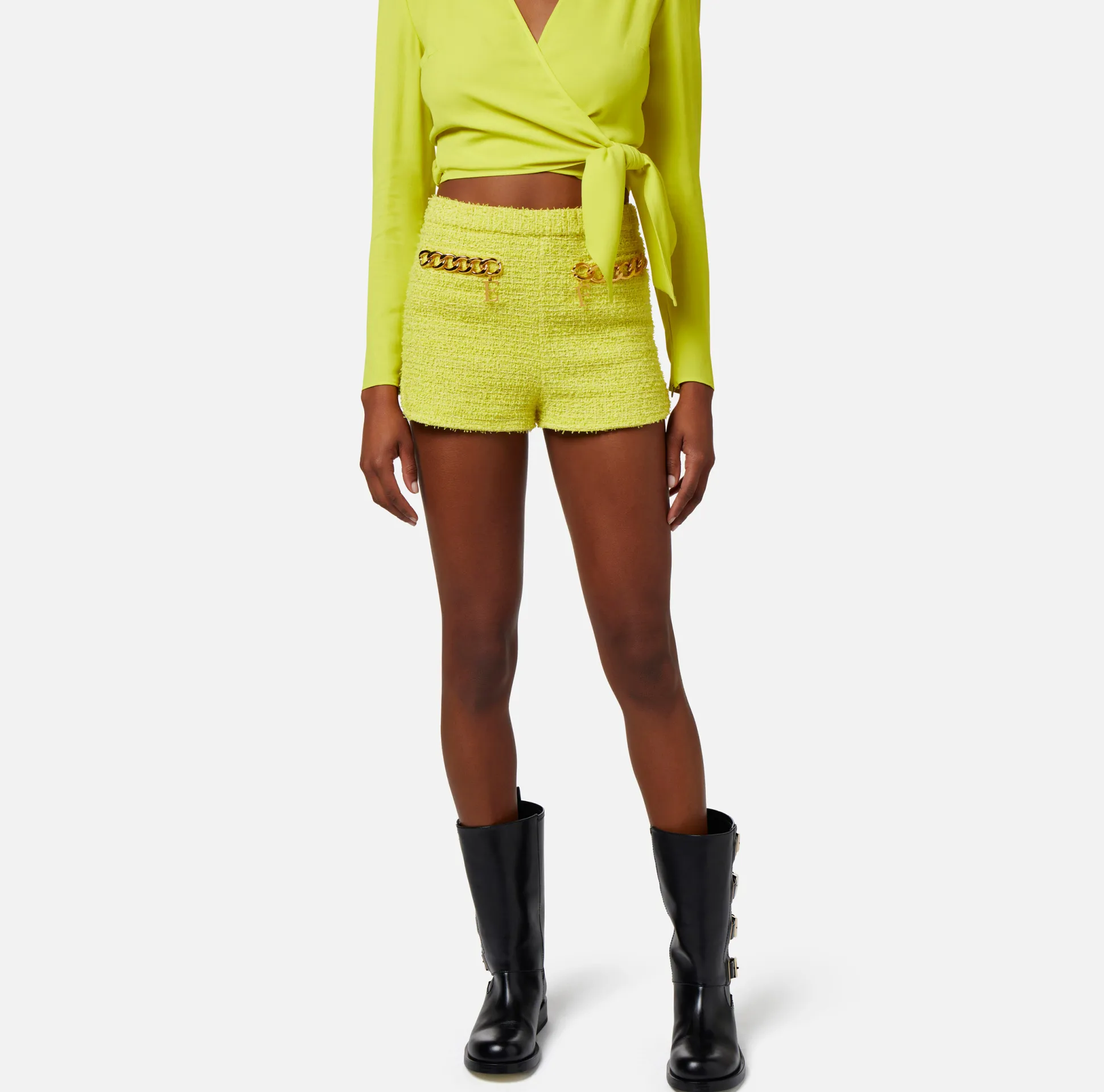 Elisabetta Franchi Pantaloni E Shorts^Shorts In Tweed Con Maxi Catena