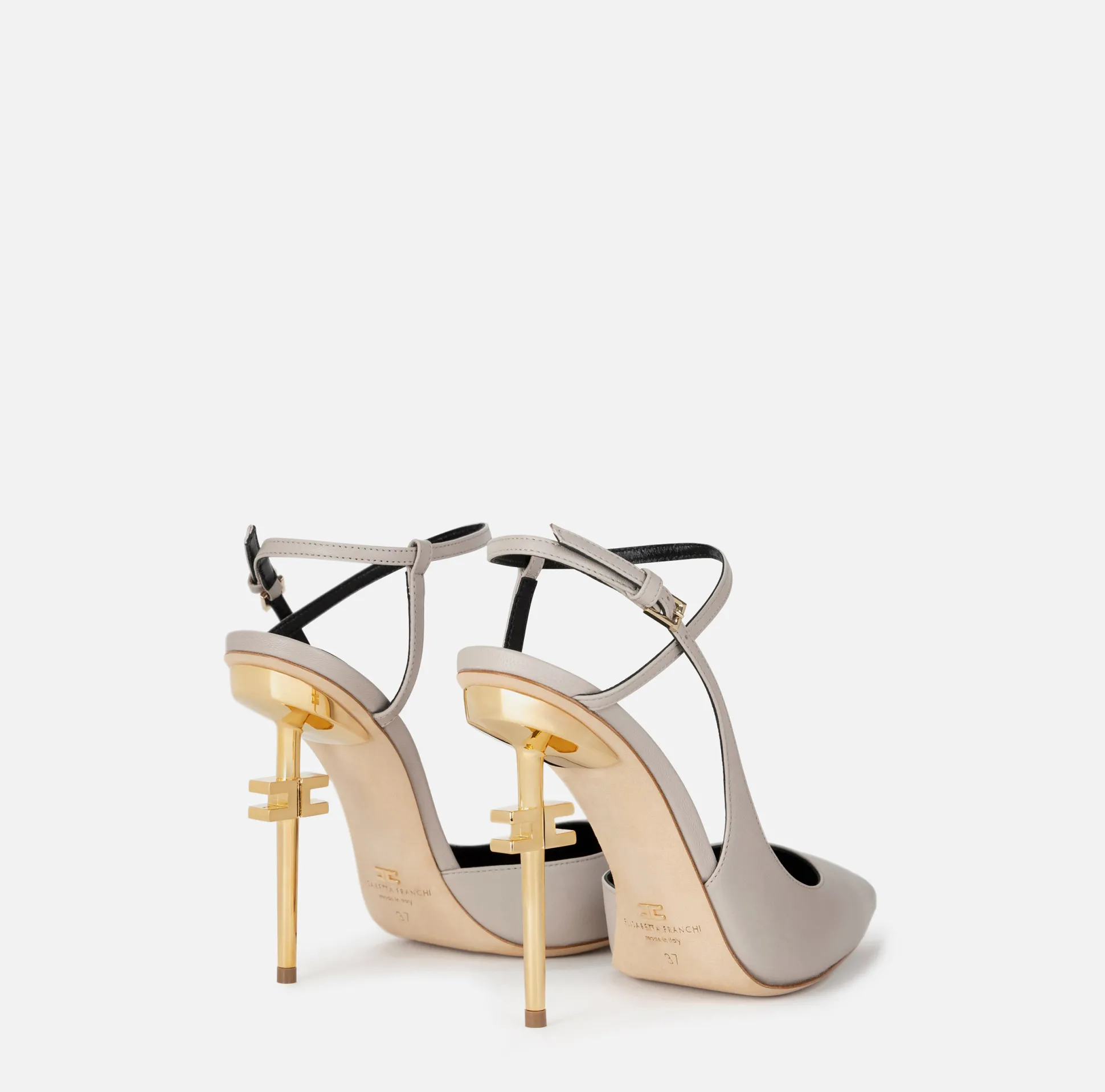 Elisabetta Franchi Decollete^Slingback In Pelle Con Tacco Logato