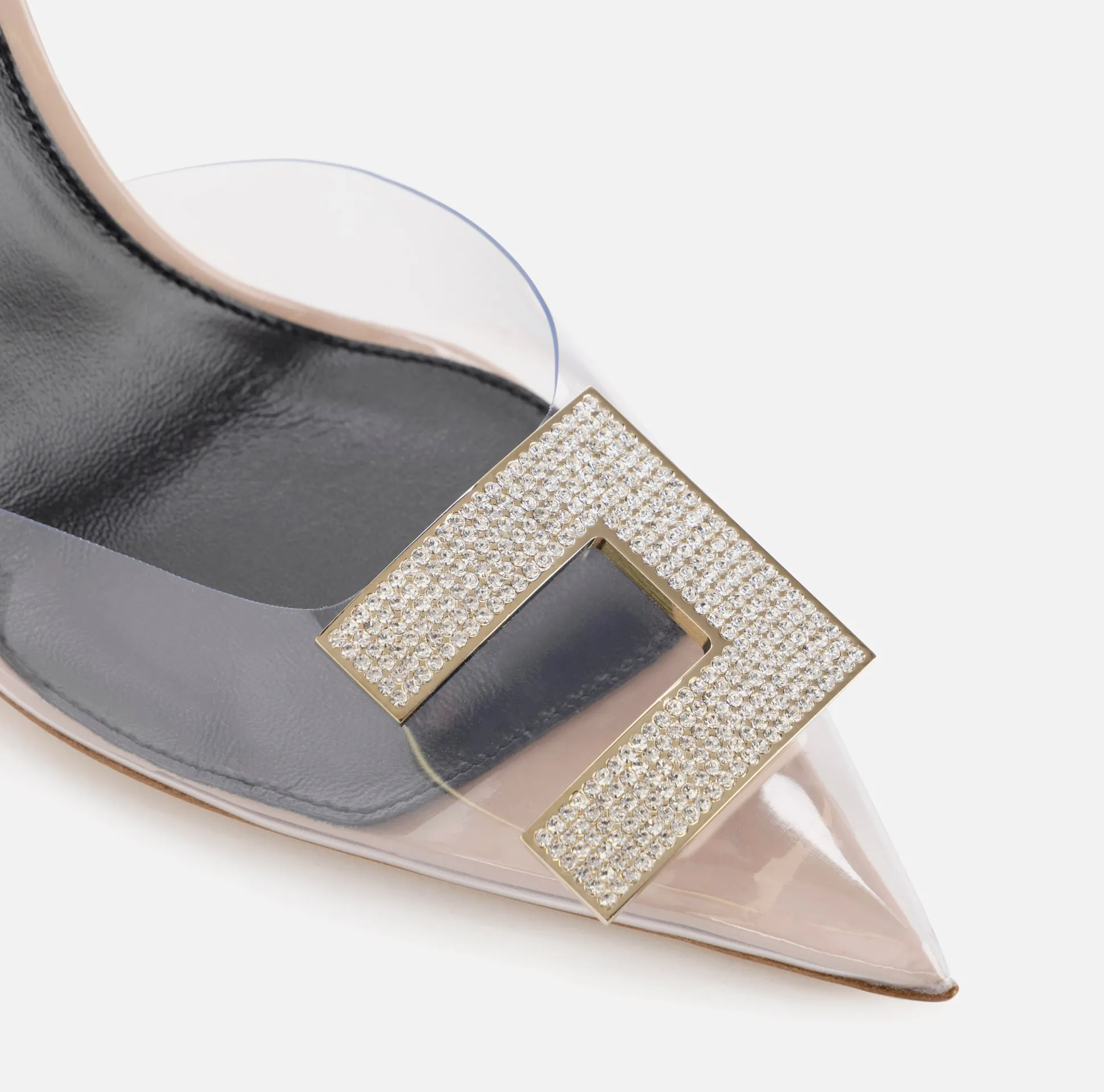 Elisabetta Franchi Decollete^Slingback In Vernice E Pvc Con Logo Strass
