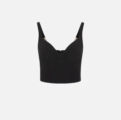 Elisabetta Franchi Top, T-Shirt & Body^Top Bustier In Crepe Stretch Con Ricamo