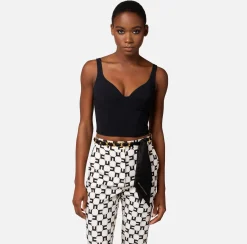 Elisabetta Franchi Top, T-Shirt & Body^Top Bustier In Crepe Stretch Con Ricamo