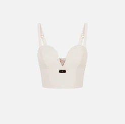 Elisabetta Franchi Top, T-Shirt & Body^Top Bustier In Crepe Stretch Con Placca Logo Smaltata