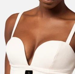 Elisabetta Franchi Top, T-Shirt & Body^Top Bustier In Crepe Stretch Con Placca Logo Smaltata
