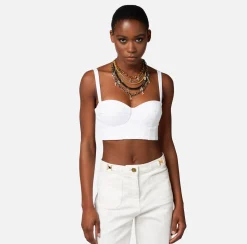Elisabetta Franchi Top, T-Shirt & Body^Top Bustier In Doppio Crepe Stretch Con Collana