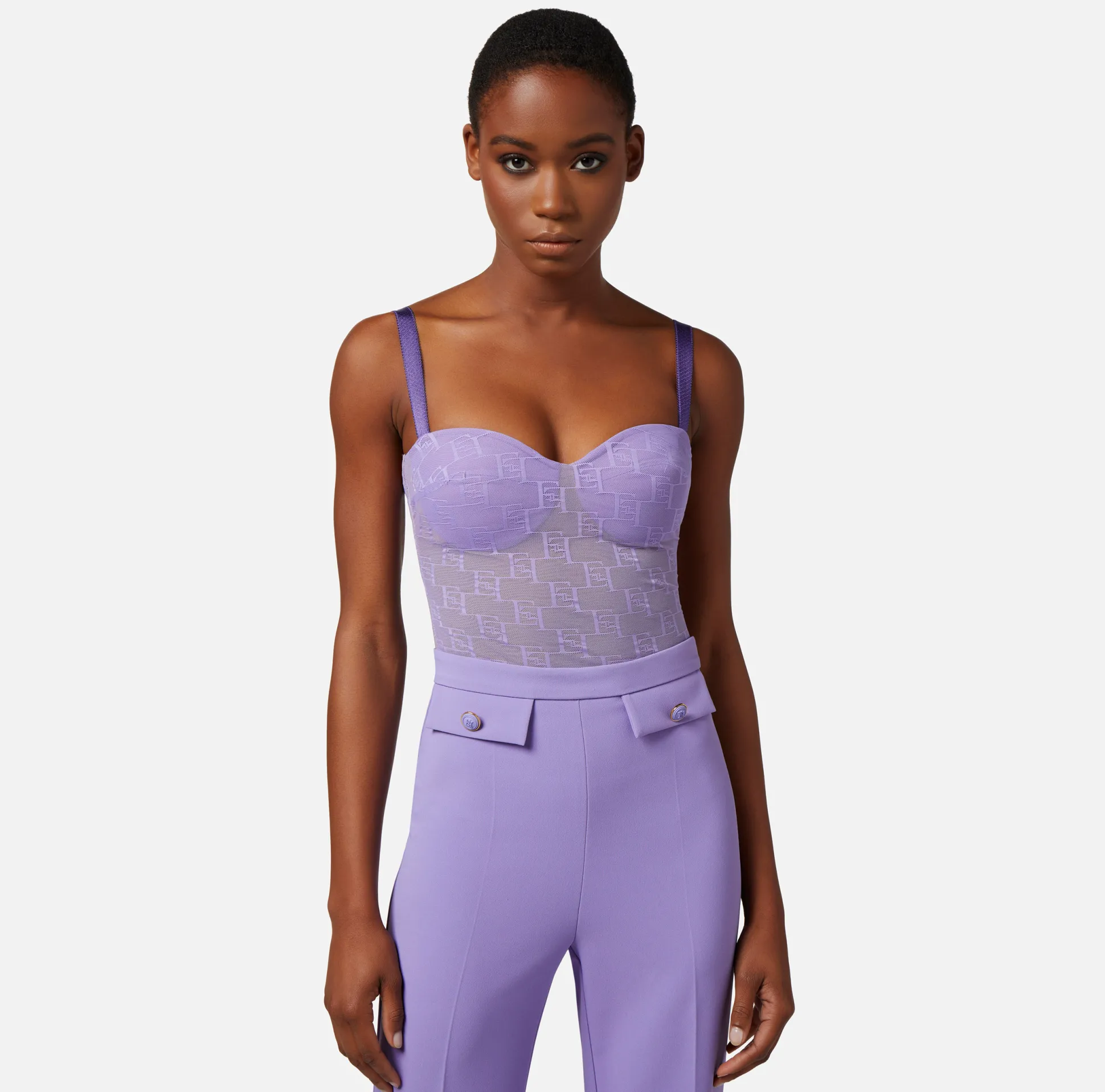 Elisabetta Franchi Top, T-Shirt & Body^Top Bustier In Tulle Logo