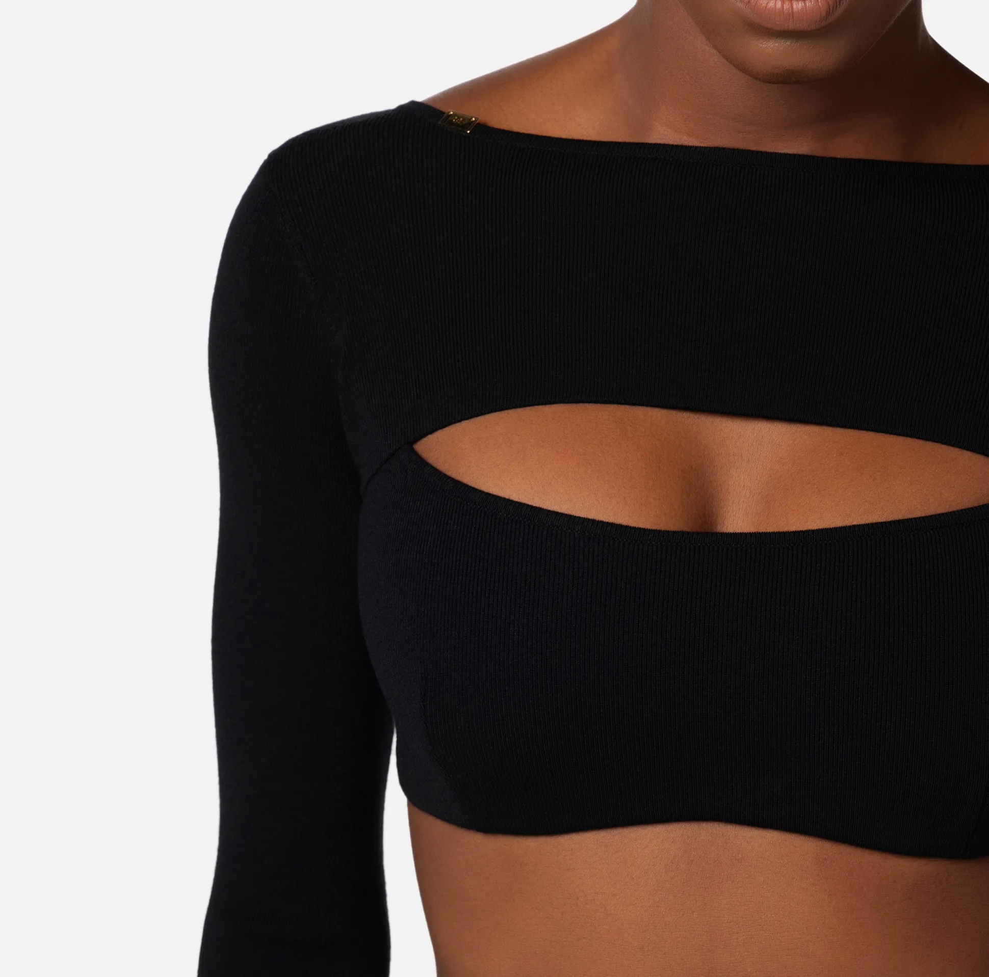 Elisabetta Franchi Top, T-Shirt & Body^Top Cropped In Viscosa Con Cut Out
