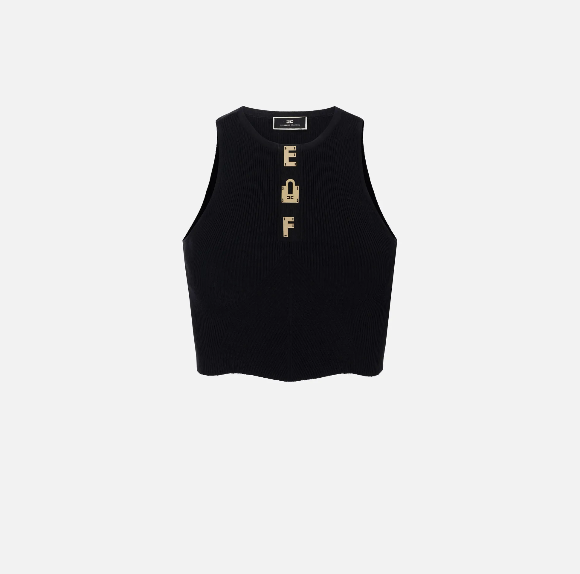 Elisabetta Franchi Top, T-Shirt & Body^Top Cropped In Viscosa Con Lettering