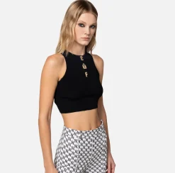 Elisabetta Franchi Top, T-Shirt & Body^Top Cropped In Viscosa Con Lettering