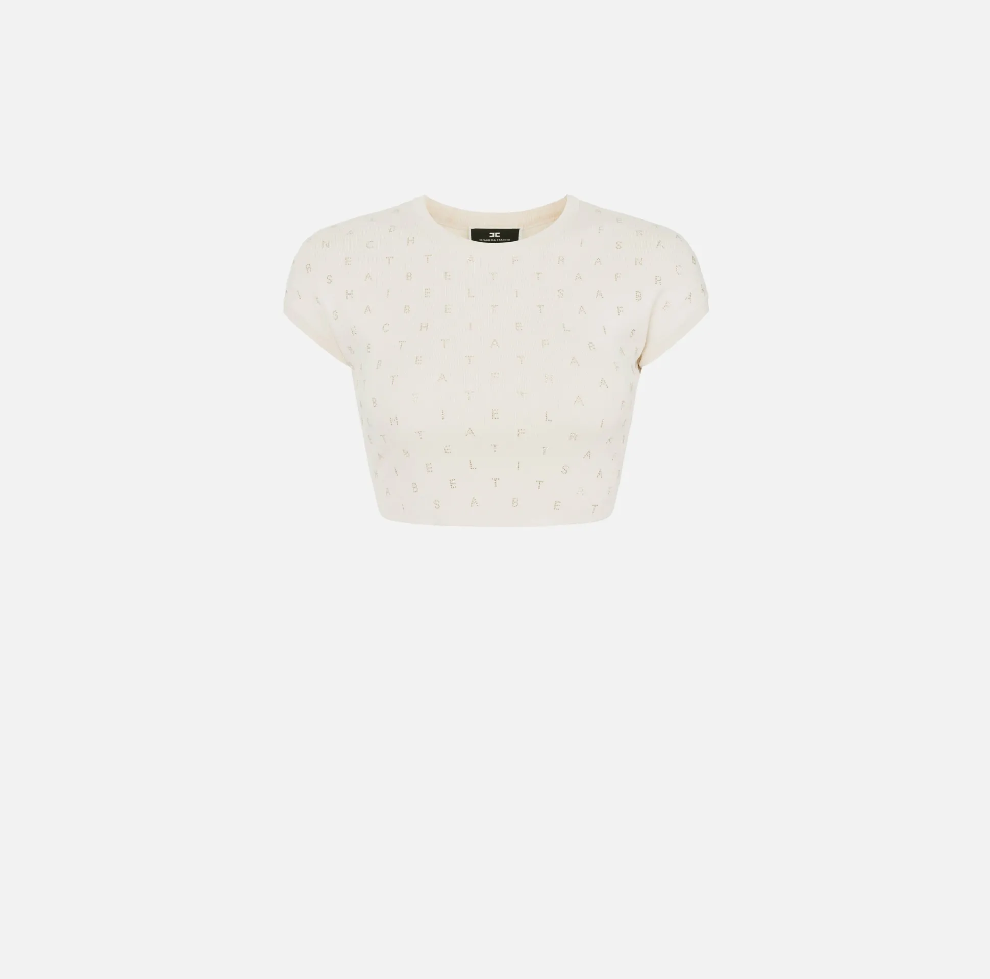 Elisabetta Franchi Top, T-Shirt & Body^Top Cropped In Viscosa Con Lettering In Strass