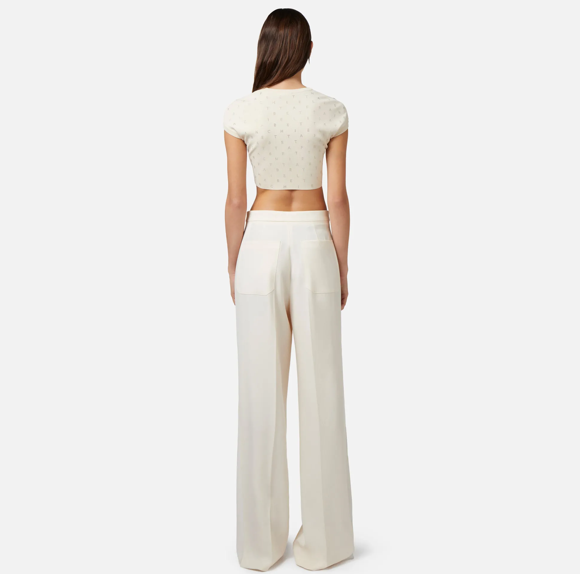 Elisabetta Franchi Top, T-Shirt & Body^Top Cropped In Viscosa Con Lettering In Strass