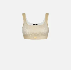 Elisabetta Franchi Top, T-Shirt & Body^Top Cropped In Viscosa Laminata