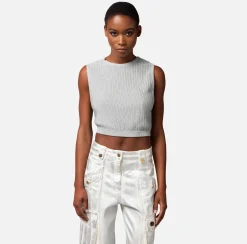 Elisabetta Franchi Top, T-Shirt & Body^Top Cropped In Viscosa Metallizzata