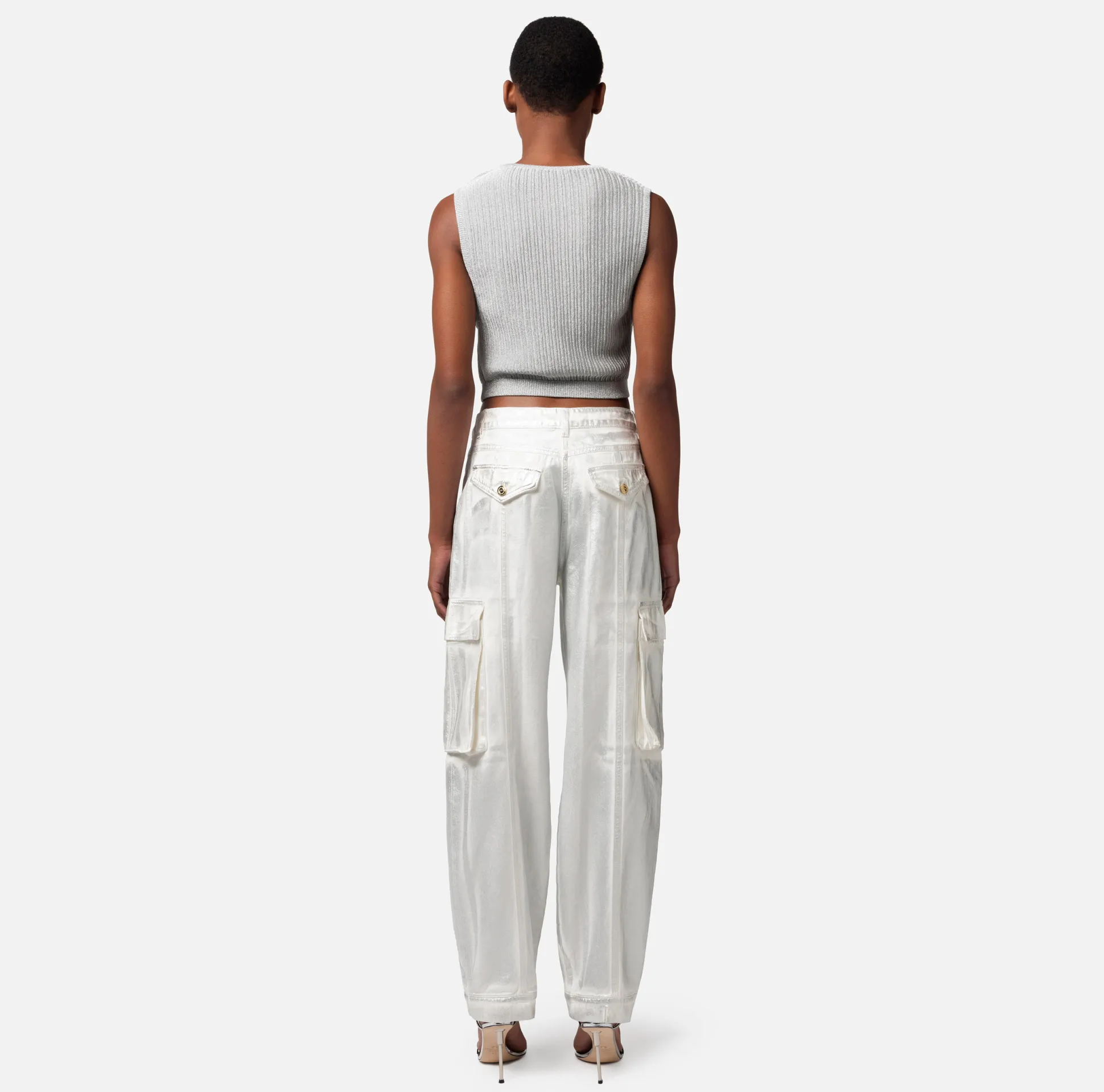 Elisabetta Franchi Top, T-Shirt & Body^Top Cropped In Viscosa Metallizzata