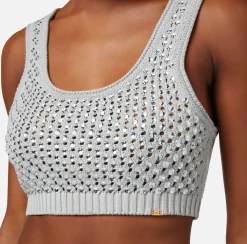 Elisabetta Franchi Top, T-Shirt & Body^Top In Cotone Punto Rete Con Strass