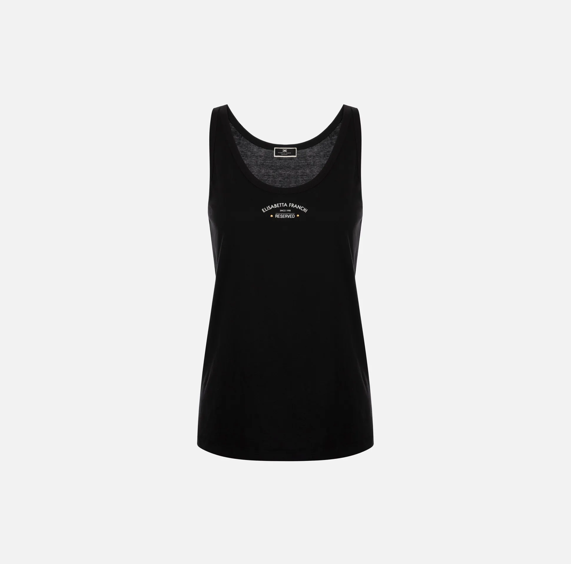 Elisabetta Franchi Top, T-Shirt & Body^Top In Jersey Di Cotone Con Stampa Logo
