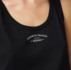 Elisabetta Franchi Top, T-Shirt & Body^Top In Jersey Di Cotone Con Stampa Logo