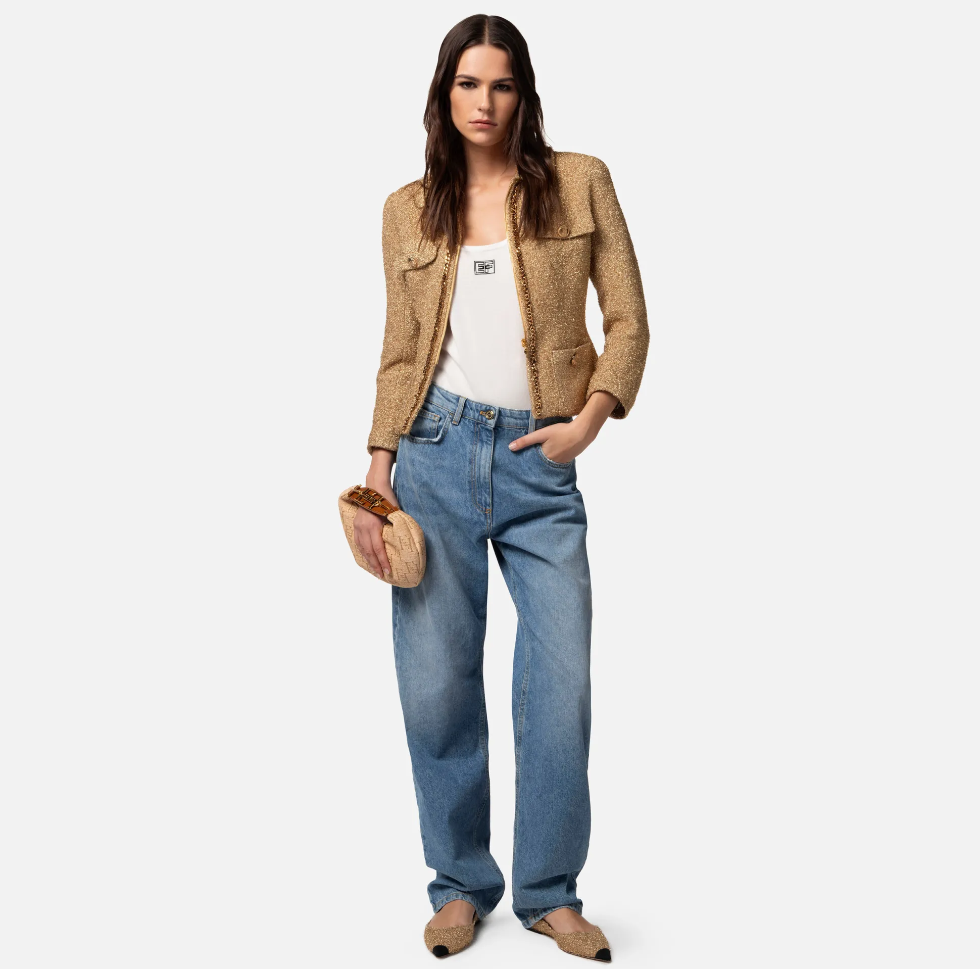 Elisabetta Franchi Top, T-Shirt & Body^Top In Rayon Con Logo