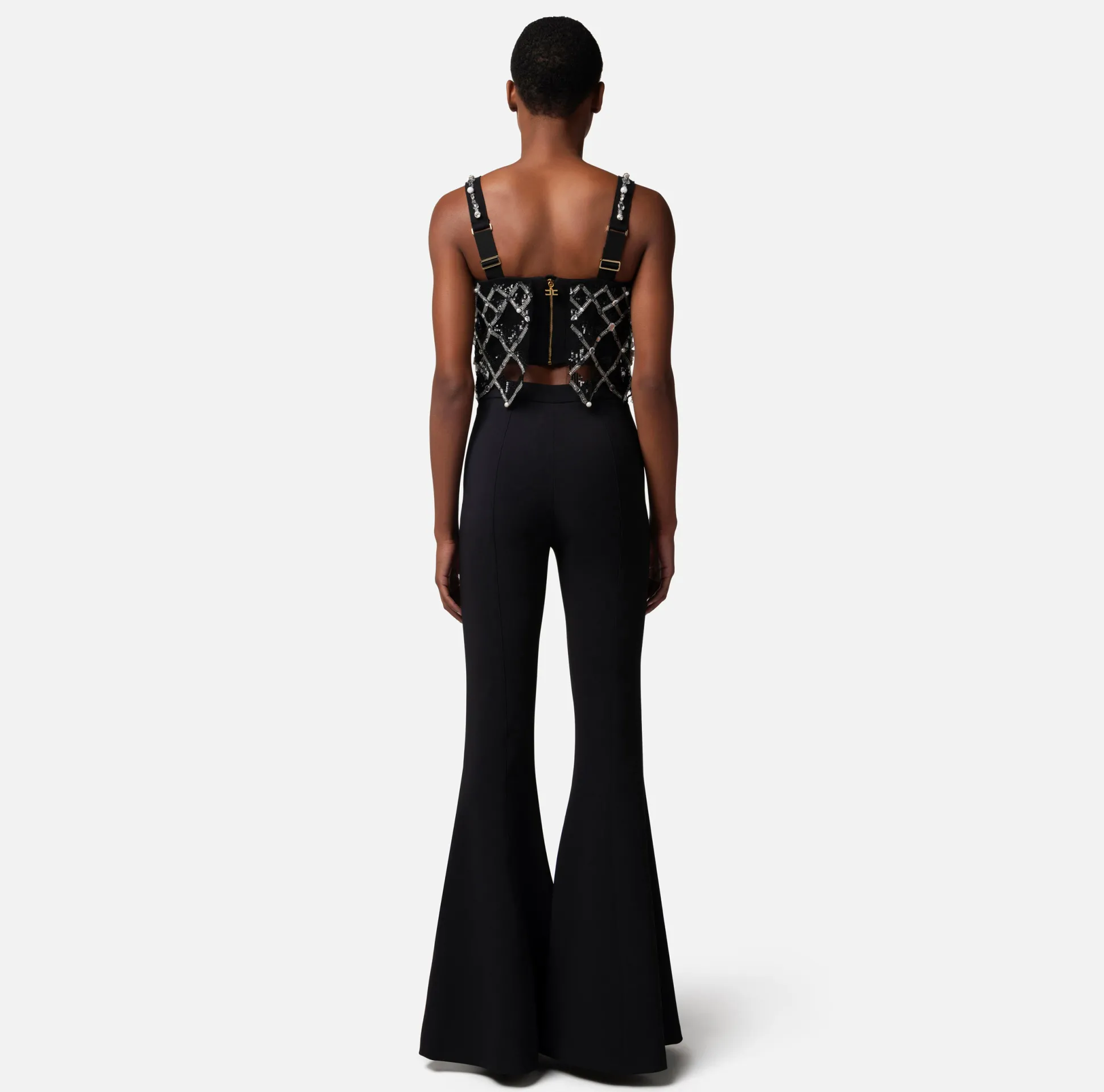 Elisabetta Franchi Top, T-Shirt & Body^Top In Tulle Con Ricamo Geometrico