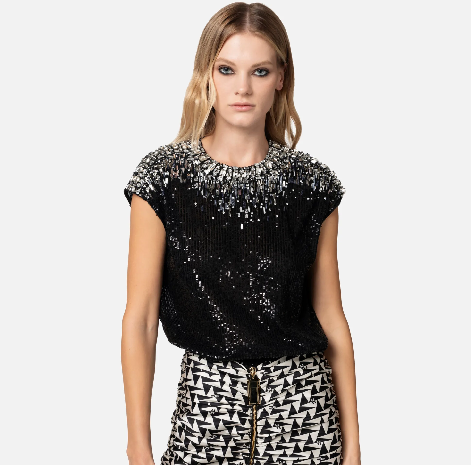 Elisabetta Franchi Top, T-Shirt & Body^Top In Tulle Ricamato