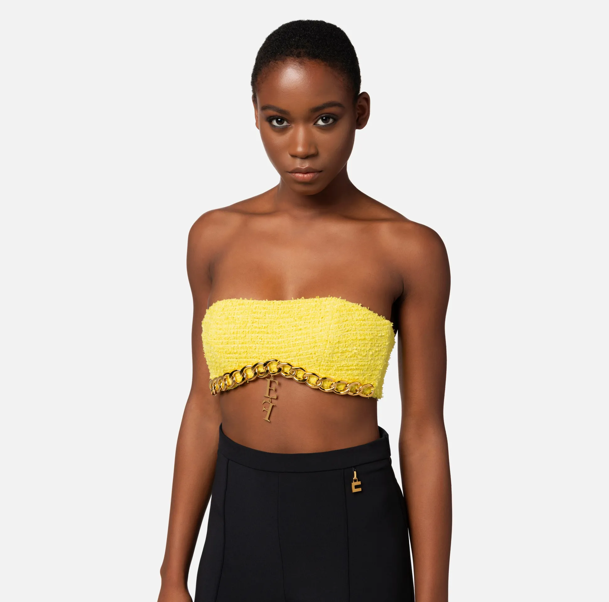 Elisabetta Franchi Top, T-Shirt & Body^Top In Tweed Con Maxi Catena