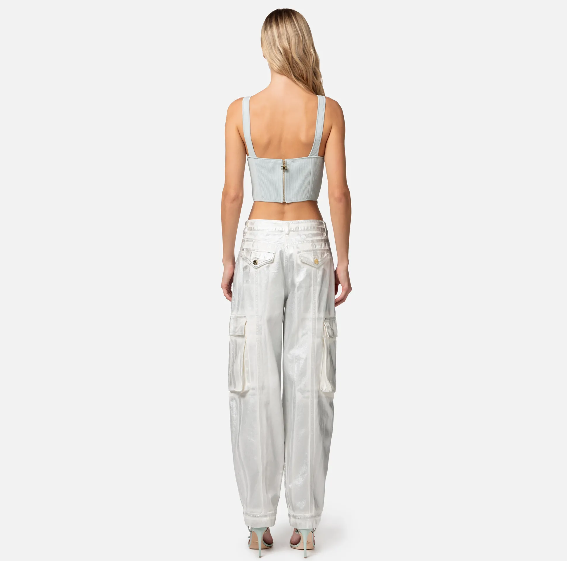 Elisabetta Franchi Top, T-Shirt & Body^Top In Viscosa A Costine Con Coppe