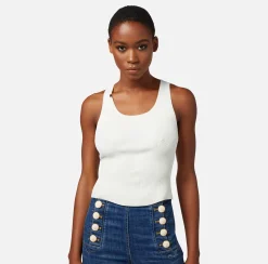 Elisabetta Franchi Top, T-Shirt & Body^Top In Viscosa A Costine Con Scollo Asimmetrico