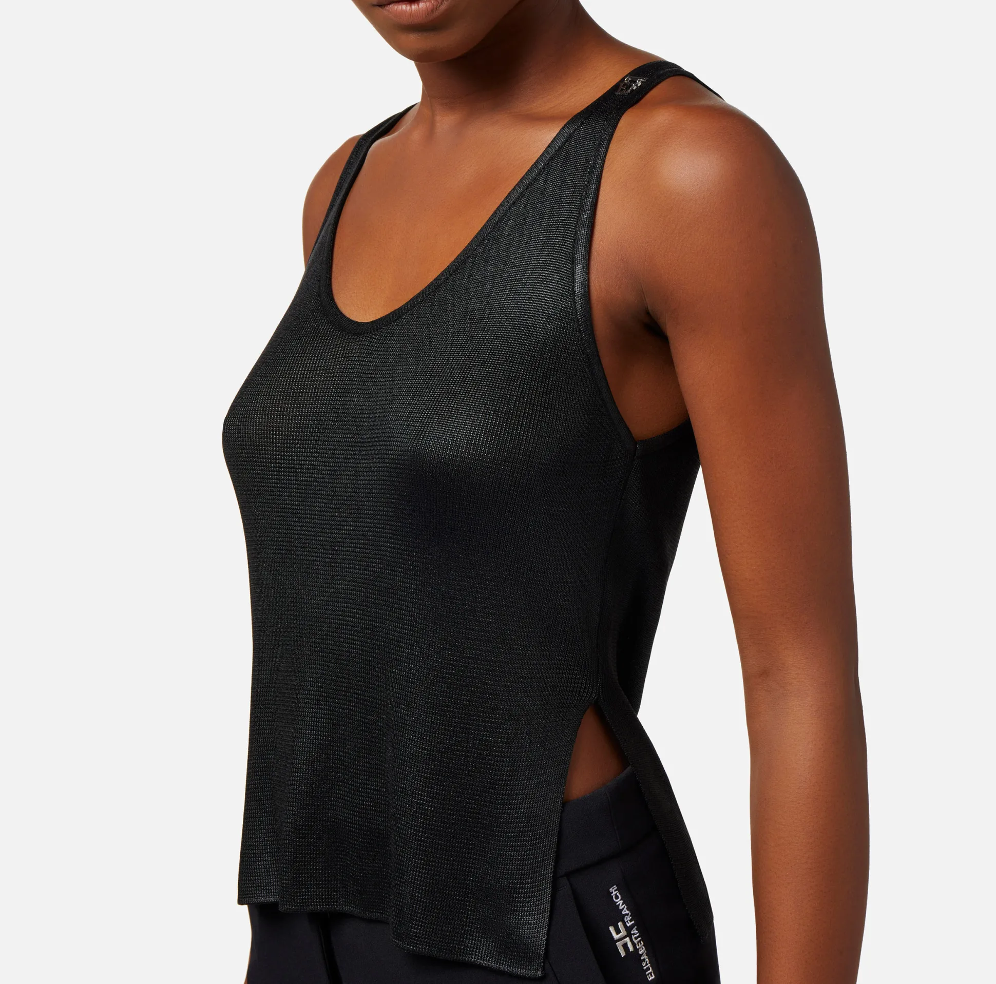 Elisabetta Franchi Top, T-Shirt & Body^Top In Viscosa Laminata Con Charms