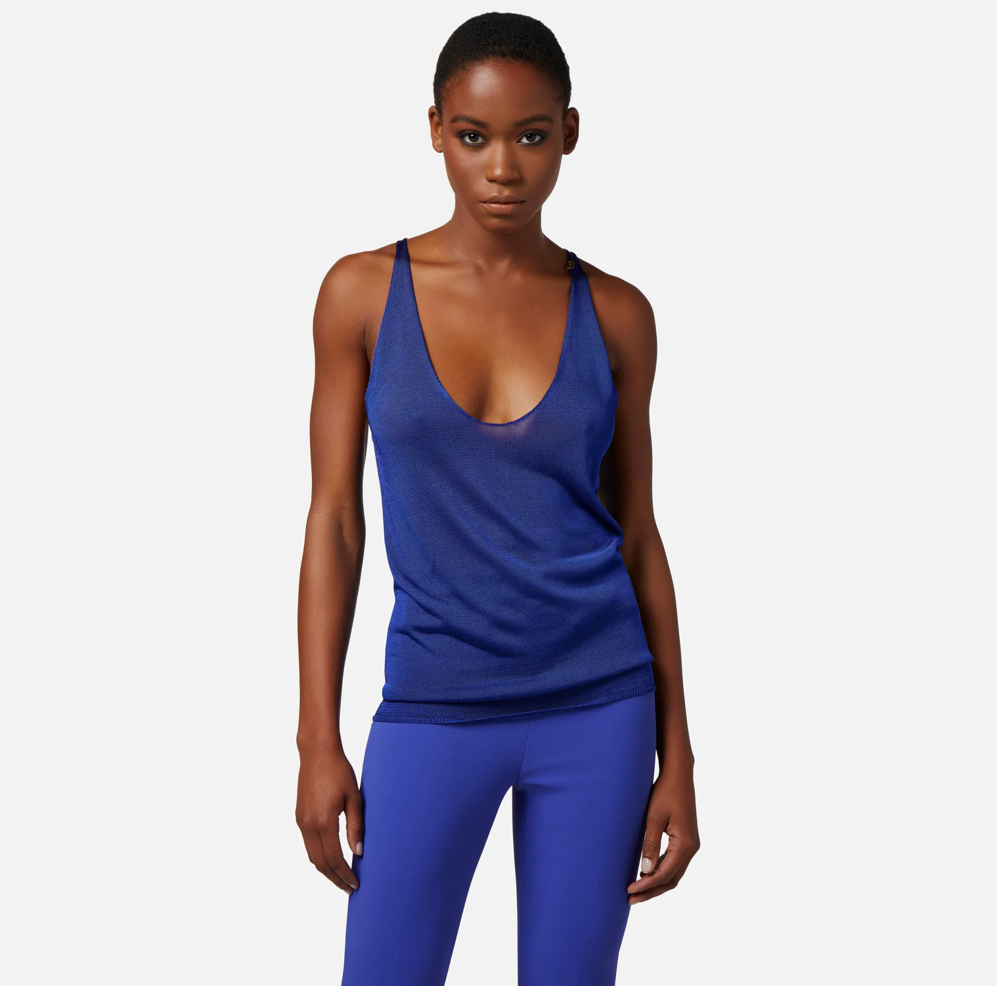 Elisabetta Franchi Top, T-Shirt & Body^Top In Viscosa Lucida Con Scollo All'Americana