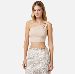 Elisabetta Franchi Top, T-Shirt & Body^Top Monospalla In Viscosa Con Anello