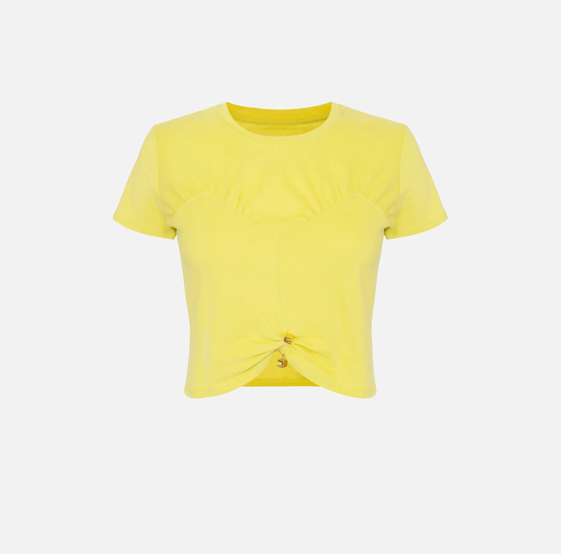 Elisabetta Franchi Top, T-Shirt & Body^T-Shirt Cropped In Jersey Con Arriccio