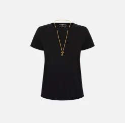 Elisabetta Franchi Top, T-Shirt & Body^T-Shirt In Jersey Con Cut-Out E Collana