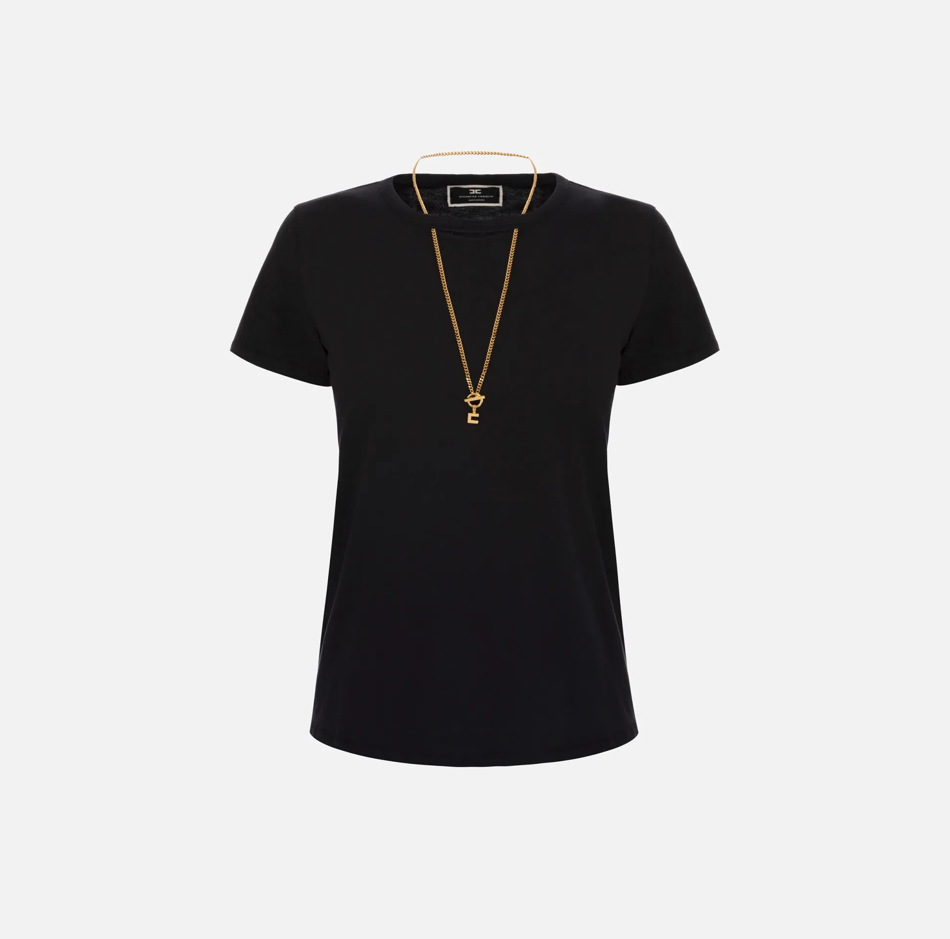 Elisabetta Franchi Top, T-Shirt & Body^T-Shirt In Jersey Con Cut-Out E Collana