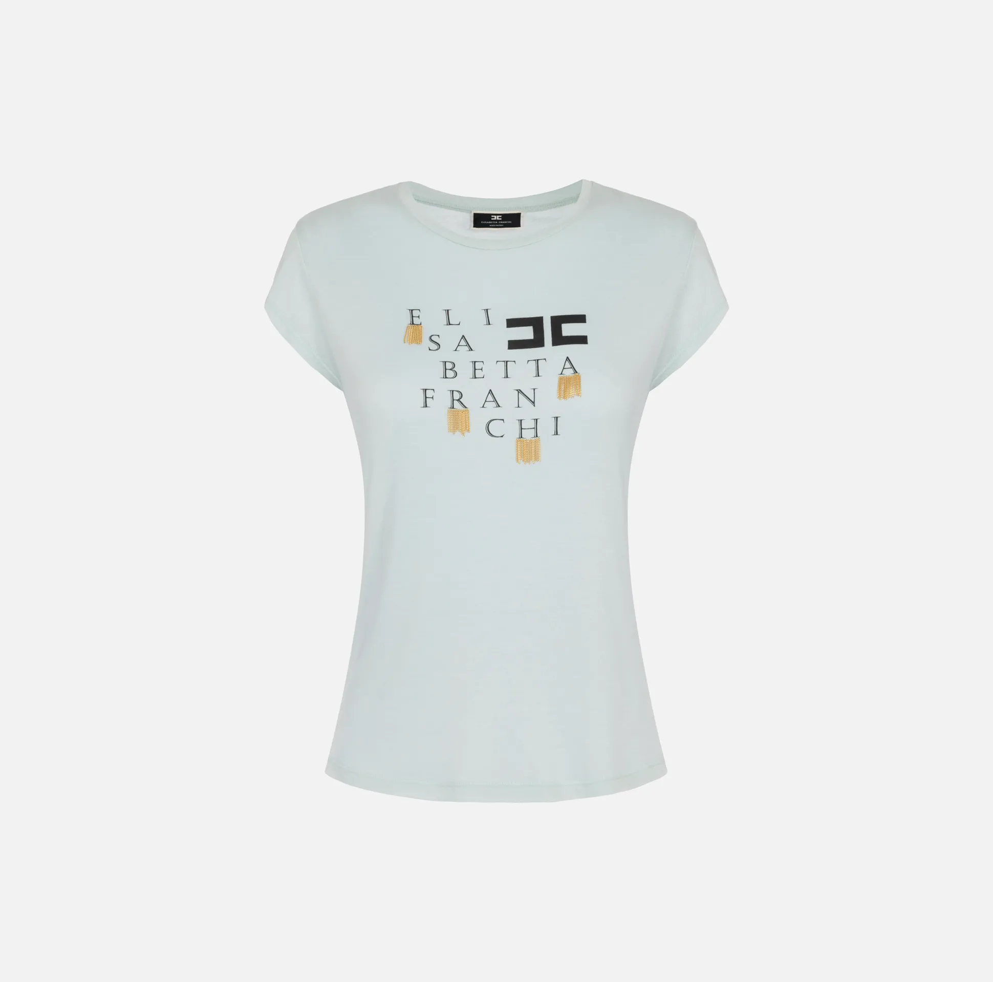 Elisabetta Franchi Top, T-Shirt & Body^T-Shirt In Jersey Con Logo E Frange