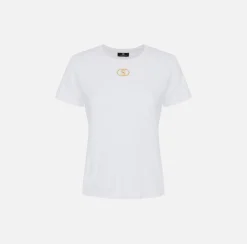 Elisabetta Franchi Top, T-Shirt & Body^T-Shirt In Jersey Con Placca Logo