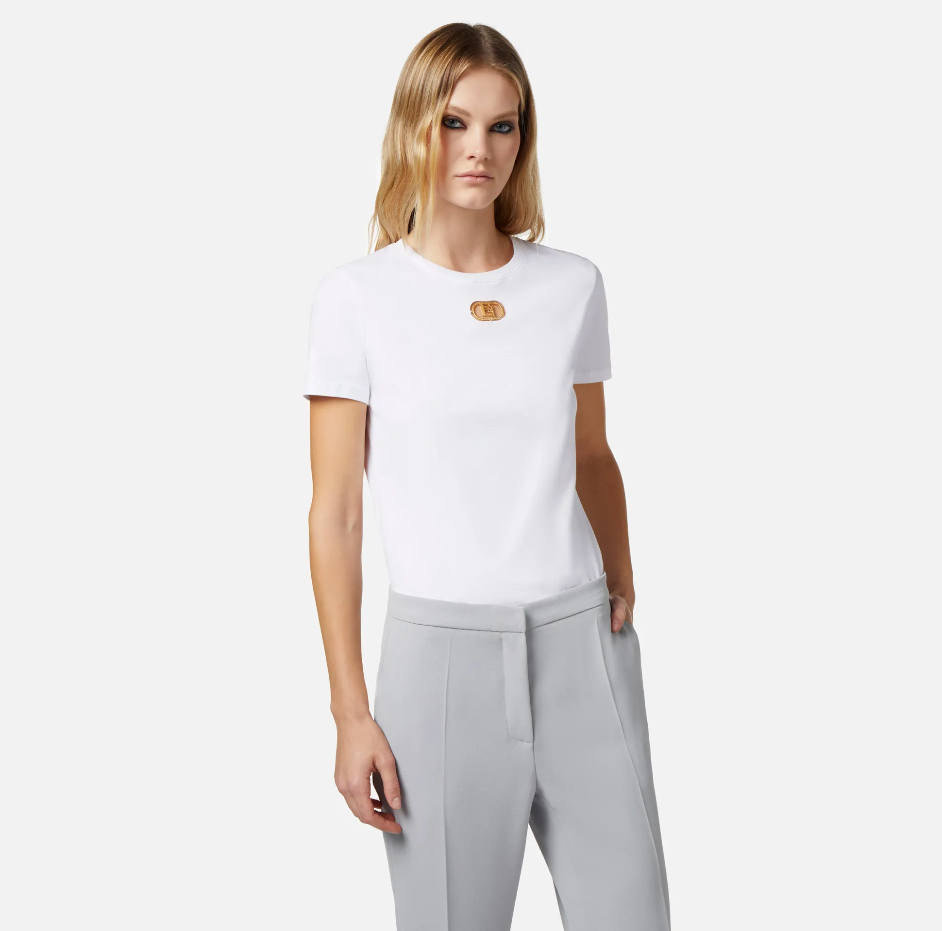 Elisabetta Franchi Top, T-Shirt & Body^T-Shirt In Jersey Con Placca Logo