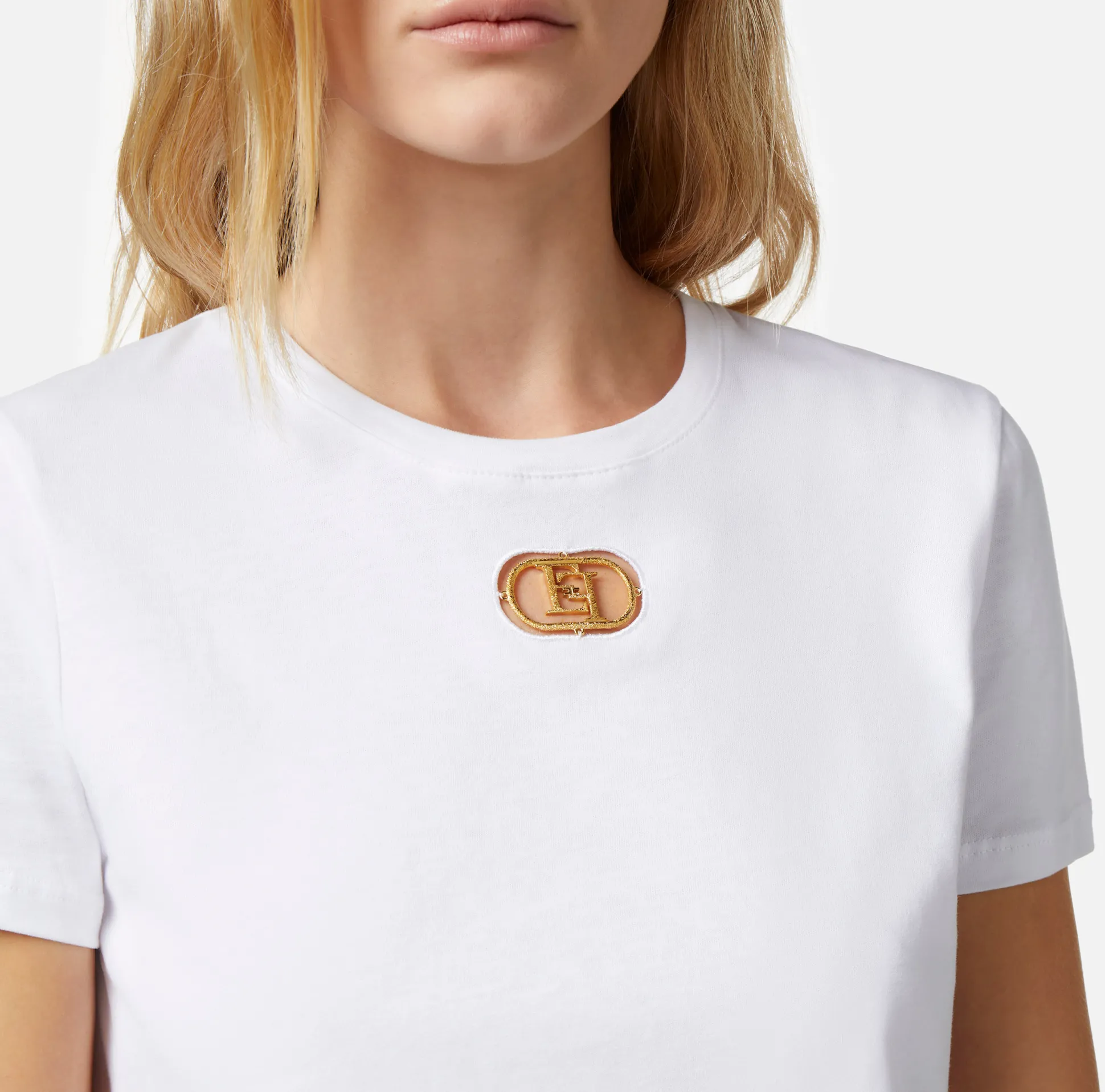 Elisabetta Franchi Top, T-Shirt & Body^T-Shirt In Jersey Con Placca Logo