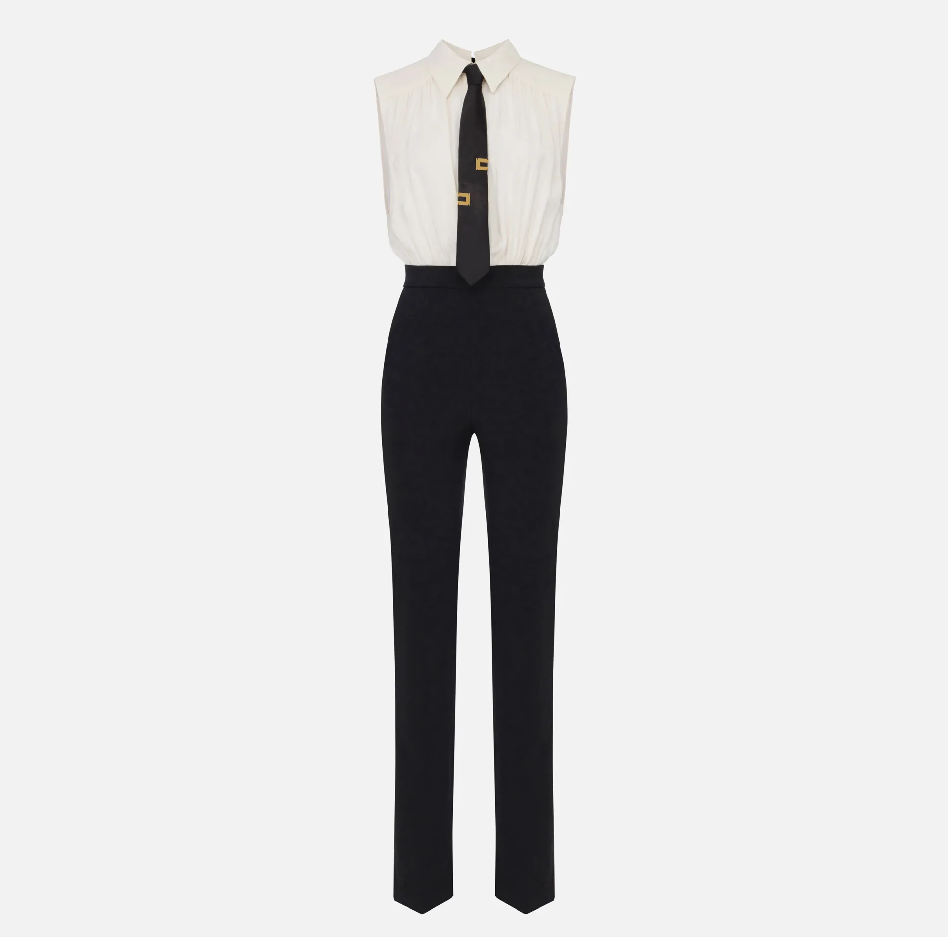 Elisabetta Franchi Tute^Tuta Combinata In Crepe E Viscosa Con Cravatta