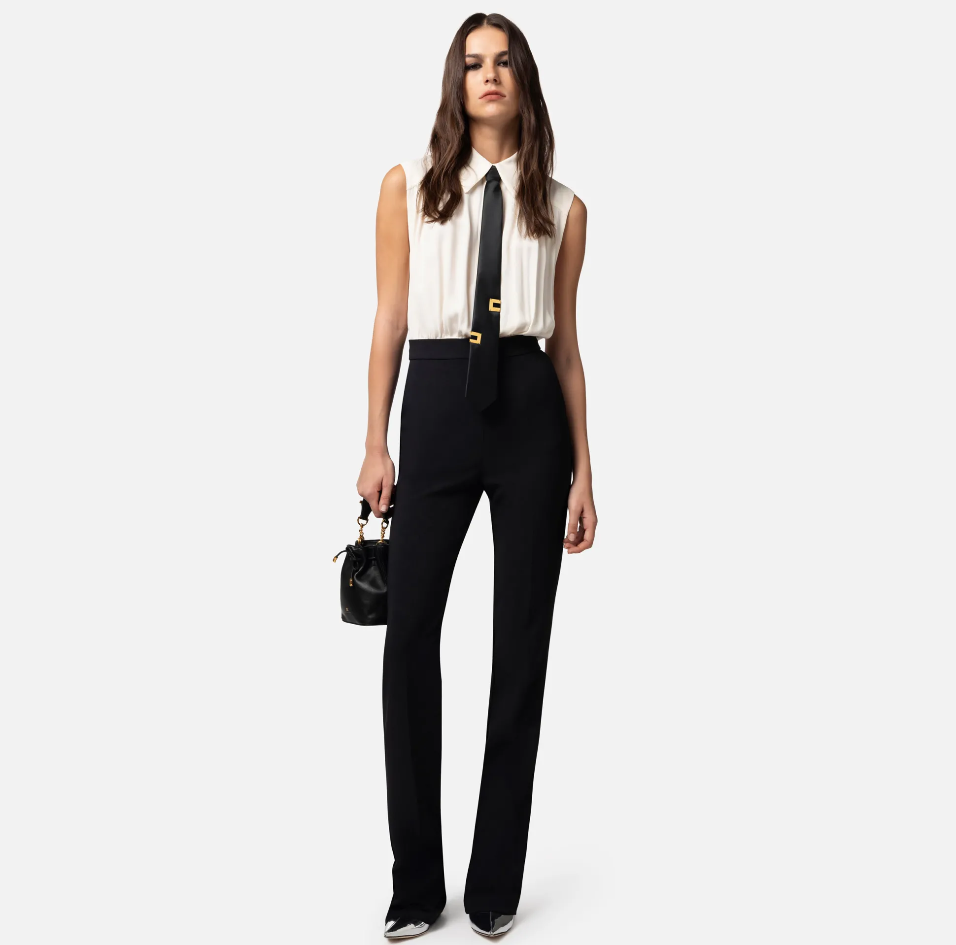 Elisabetta Franchi Tute^Tuta Combinata In Crepe E Viscosa Con Cravatta