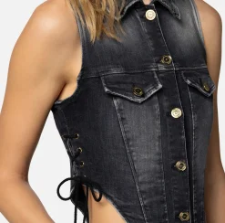 Elisabetta Franchi Tute^Tuta In Denim Con Cut-Out