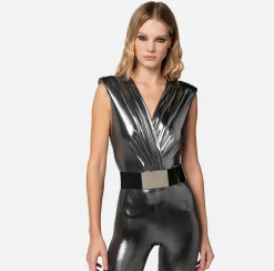 Elisabetta Franchi Tute^Tuta In Jersey Laminato Con Cintura