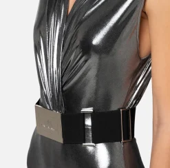 Elisabetta Franchi Tute^Tuta In Jersey Laminato Con Cintura