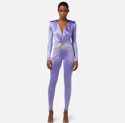 Elisabetta Franchi Tute^Tuta In Lycra Con Body Chain