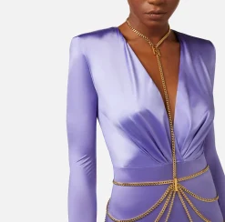 Elisabetta Franchi Tute^Tuta In Lycra Con Body Chain